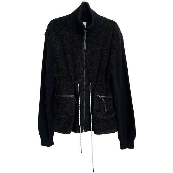 New Varley Large L Black Westwood Jacket Sherpa Cinch Waist Full Zip Apres Ski - Picture 1 of 10